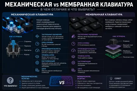 Чем отличается механическая клавиатура от мембранной?