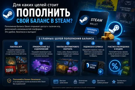 Для каких целей стоит пополнить свой баланс в Steam?