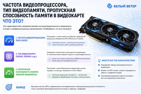 Частота видеопроцессора, тип видеопамяти, пропускная способность памяти в видеокарте что это? - Белый Ветер