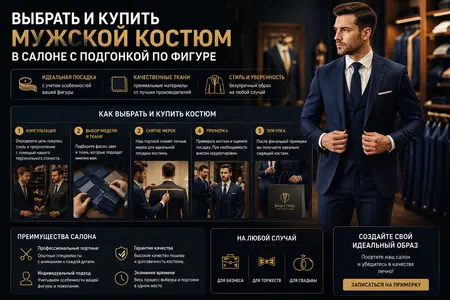 Выбрать и купить мужской костюм в салоне с подгонкой по фигуре