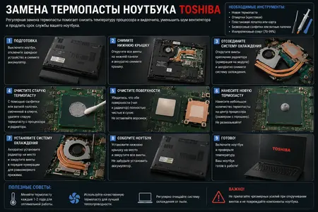 Замена термопасты ноутбука Toshiba