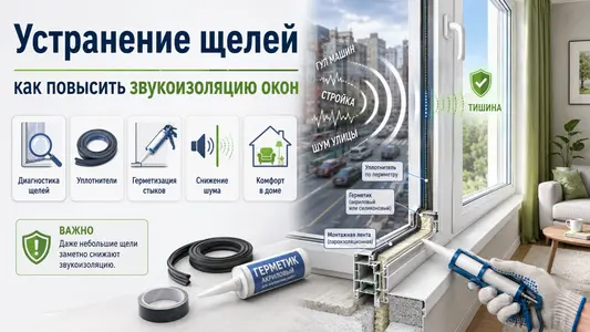Устранение щелей для повышения звукоизоляции окон