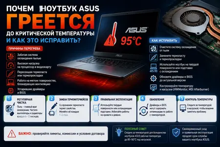 Почему ноутбук ASUS греется до критической температуры и как это исправить?