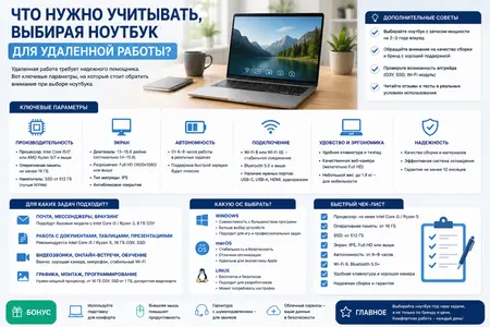 Что нужно учитывать, выбирая ноутбук для удаленной работы?
