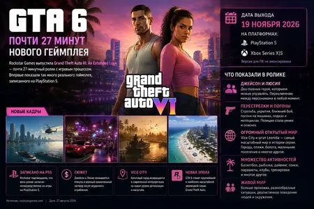 GTA 6 показали в новом 27-минутном видео — геймплей и Vice City