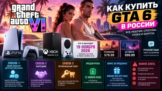 Как купить GTA 6 в России: способы для PS5 и Xbox