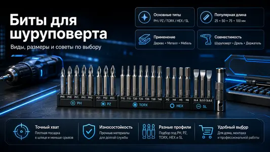 Как выбрать биты для шуруповерта: виды, размеры и советы по работе