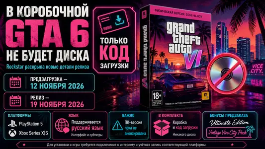 В коробочной GTA 6 не будет диска — Rockstar раскрыла детали релиза