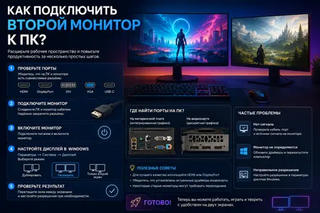 Как подключить второй монитор к ПК?